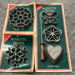 Kitchen Supply Co. Rosette Irons Set; 4 irons and handle ; New in package